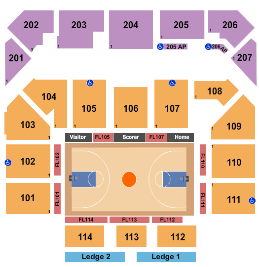 Entertainment & Sports Arena Basketball - CAA Seating Chart