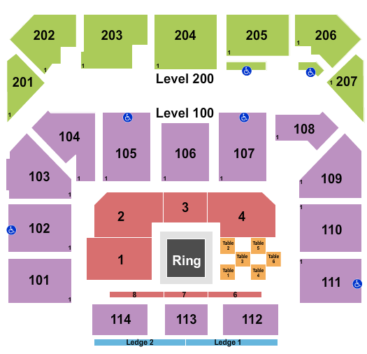 Entertainment & Sports Arena Boxing Tables Seating Chart