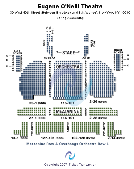 Eugene O'Neill Theatre Other Seating Chart