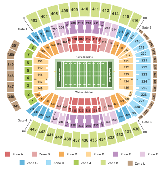 EverBank Stadium Football Zone Seating Chart