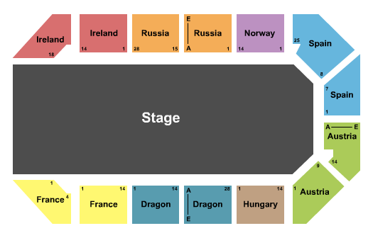 Excalibur Arena at Excalibur Hotel & Casino Open Floor Seating Chart