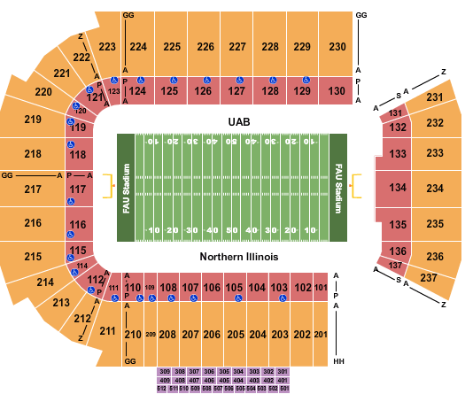 FAU Stadium 2018 Boca Raton Bowl Seating Chart