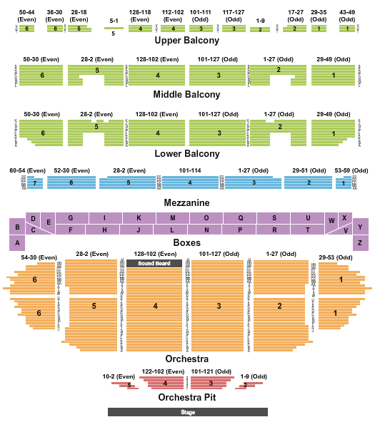seating chart for Fabulous Fox Theatre - St. Louis - End Stage - eventticketscenter.com