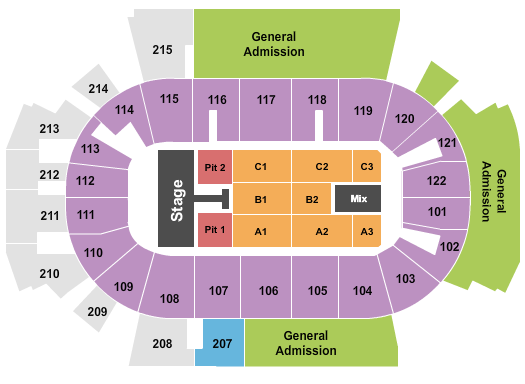 Family Arena Endstage Pit 1 & 2 Seating Chart