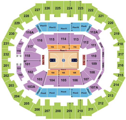 seating chart for FedExForum - Basketball - eventticketscenter.com