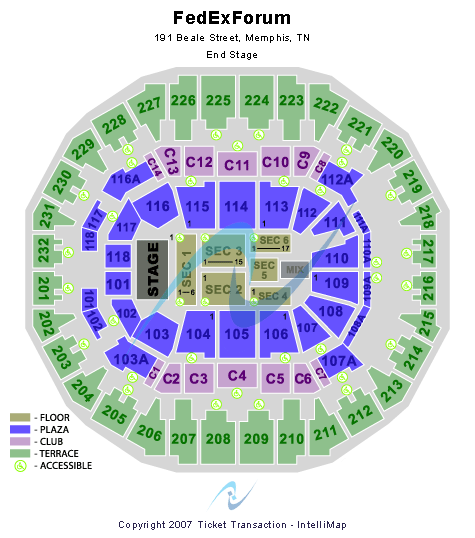 FedExForum End Stage Seating Chart