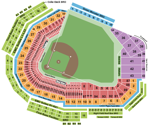 Fenway Park Seating Chart Boston Fenway Park Seating Chart