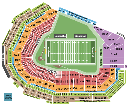 Fenway Park Football - Fenway Bowl Seating Chart