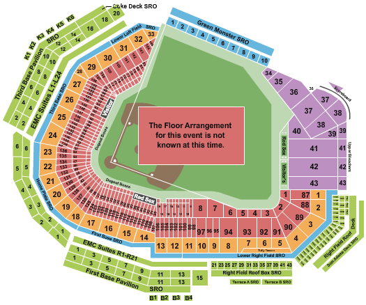 Fenway Park Generic Field Seating Chart