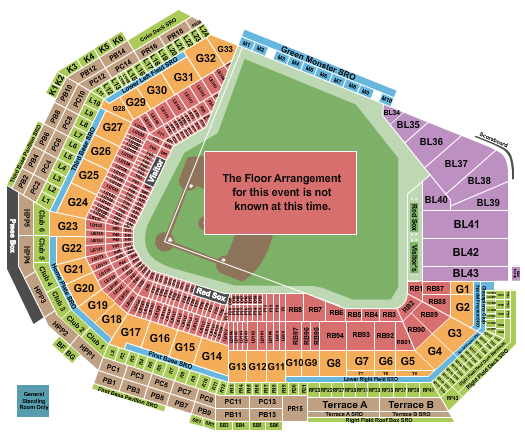 Fenway Park Generic Field Seating Chart