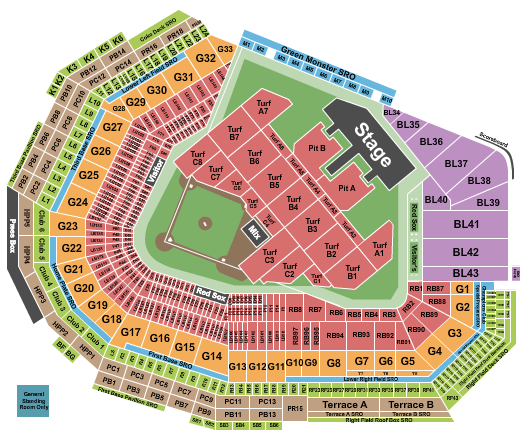 Fenway Park Kane Brown Seating Chart