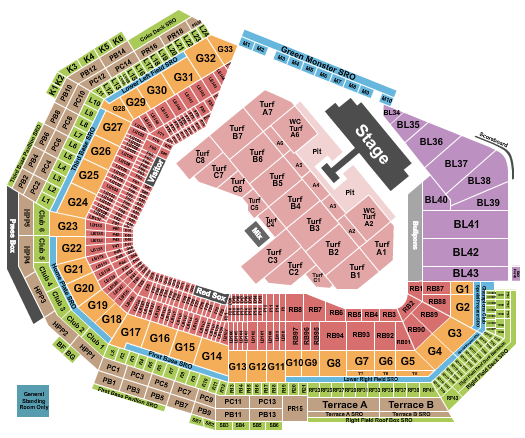 Seatmap for fenway park