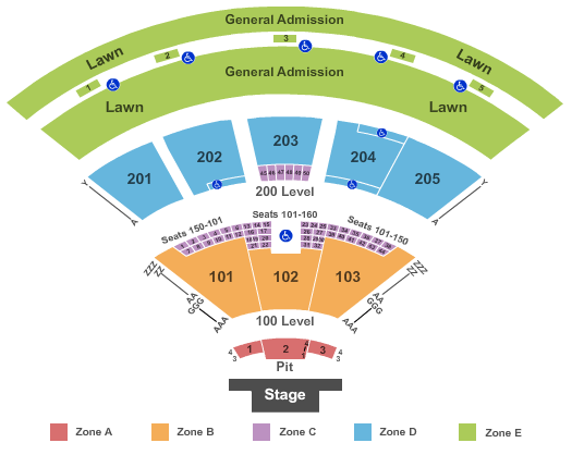 Fiddlers Green Amphitheatre End Stage Zone Seating Chart