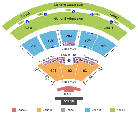 Fiddlers Green Amphitheatre Endstage GA Pit - Int Zone Seating Chart