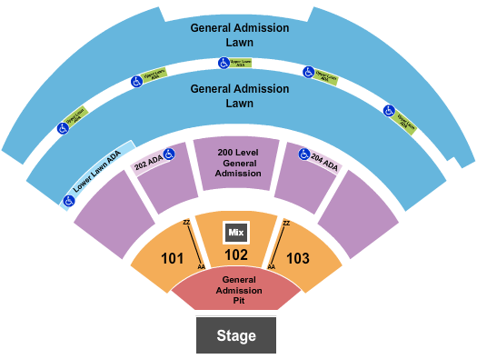 Fiddlers Green Amphitheatre GA Pit/200Lawn/RSV100 Seating Chart