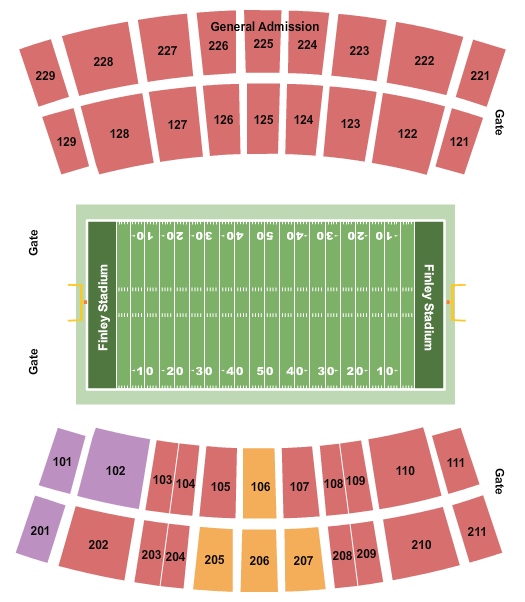 Finley Stadium/Davenport Field Football Seating Chart