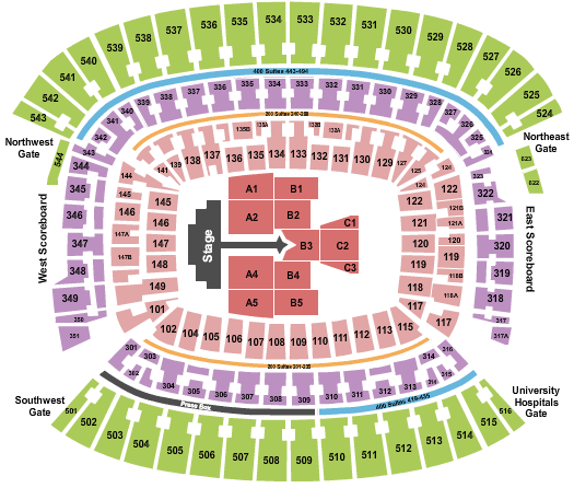 Cleveland Browns Stadium Justin Bieber Seating Chart