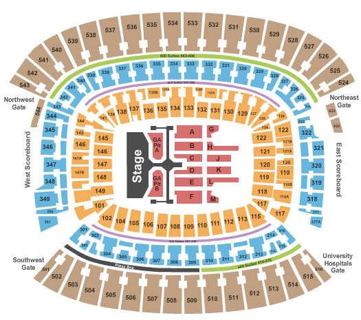 Cleveland Browns Stadium Luke Bryan Seating Chart