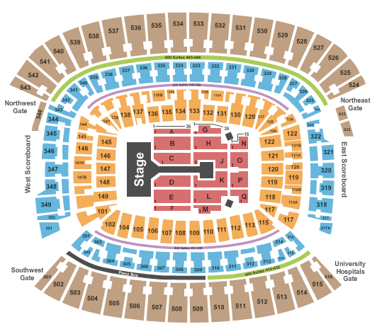 Cleveland Browns Stadium One Direction Seating Chart