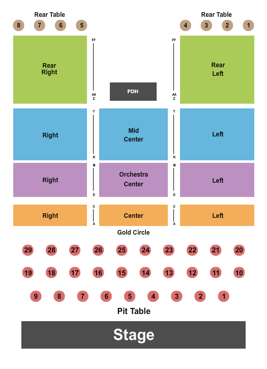 First Financial Music Hall at the Griffin Reserved & Tables 8 Seating Chart