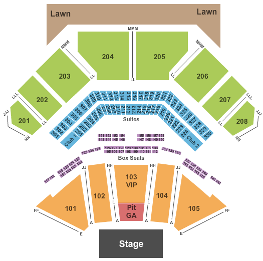 Credit Union 1 Amphitheatre Reserved Seating Half GA Pit Seating Chart