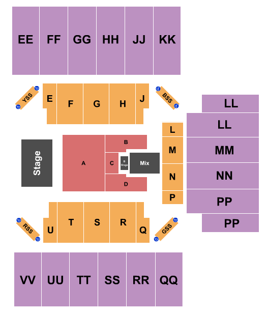First National Bank Arena Endstage with B Stage Seating Chart