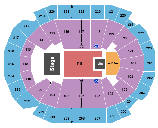 Fiserv Forum Endstage Pit & 122 Seating Chart