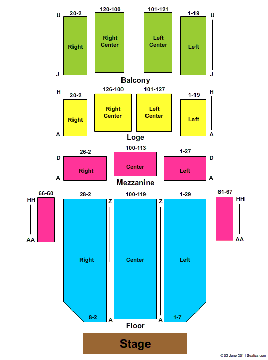 Fisher Theatre - MI End Stage Seating Chart