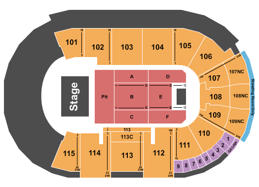 Fishers Event Center Endstage GA Pit Seating Chart