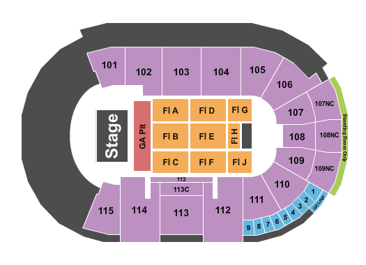 Fishers Event Center GA Pit Seating Chart