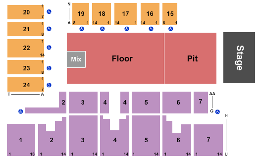 Five Flags Center - Arena Endstage Pit & Floor Seating Chart