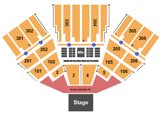 FivePoint Amphitheatre End Stage Small Pit Seating Chart