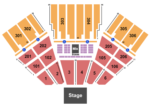 Five Point Amphitheater Seating Chart With Seat Numbers