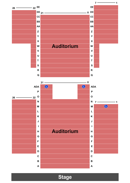 Flickinger Center for the Performing Arts Endstage Seating Chart
