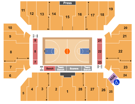 Visions Veterans Memorial Arena Basketball Seating Chart