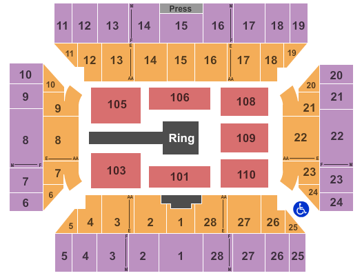 Visions Veterans Memorial Arena Wrestling Seating Chart