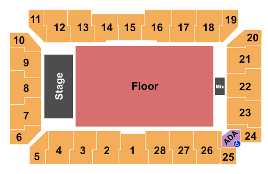 Visions Veterans Memorial Arena Endstage GA Floor Seating Chart