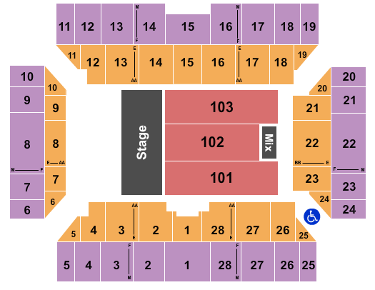 Visions Veterans Memorial Arena Endstage Seating Chart