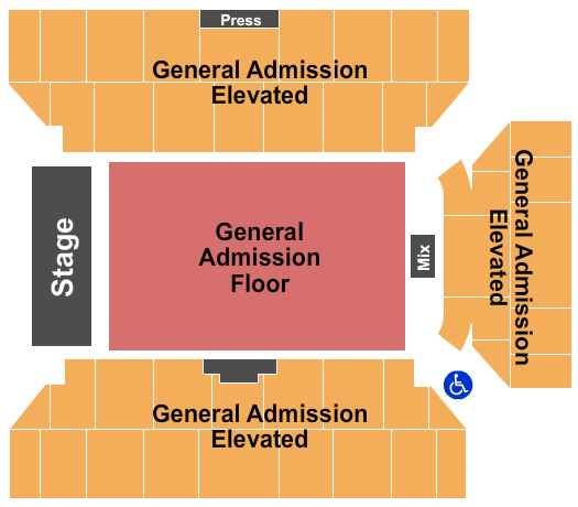 Visions Veterans Memorial Arena GA Floor GA Elevated Seating Chart