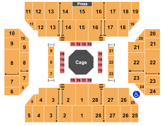 Visions Veterans Memorial Arena Mixed Martial Arts Seating Chart