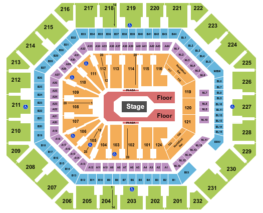 PHX Arena Center Stage GA Floor Seating Chart