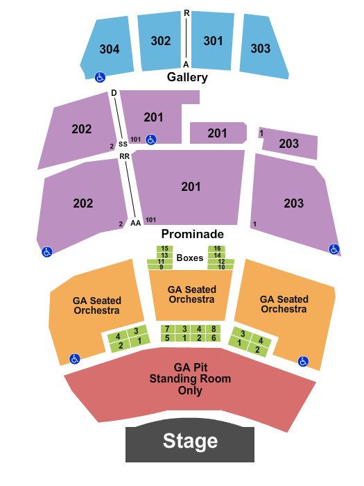 Ford Amphitheater at Coney Island Boardwalk GA Lower - Rsvd Upper Seating Chart