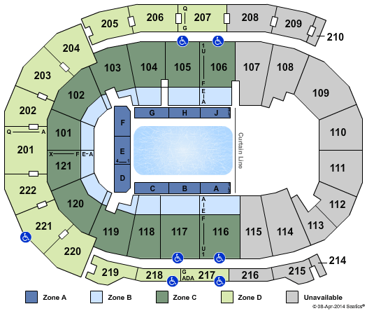 Ford Center - IN Disney On Ice - Int Zone Seating Chart