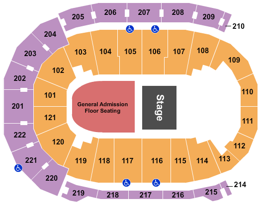 Ford Center - IN Endstage GA Floor - Seated Seating Chart