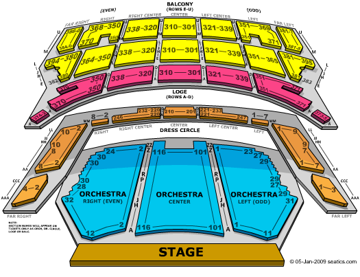 Nederlander Theatre at Ford Center for the Performing Arts End Stage Seating Chart
