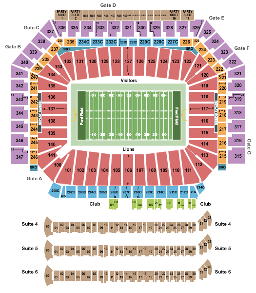 Ford Field Football Seating Chart