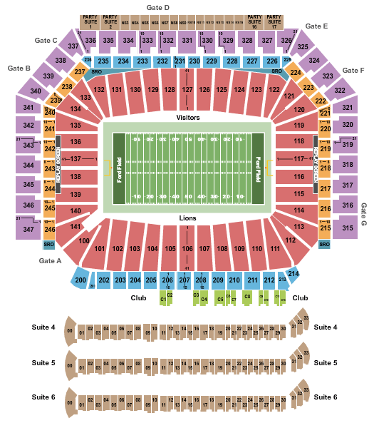 Ford Field Standard Seating Chart