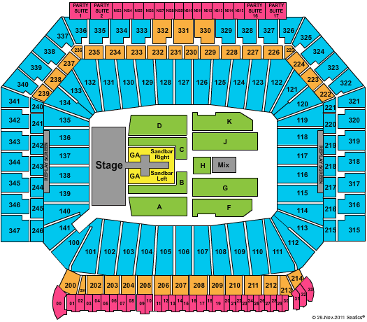 Ford Field Kenny Chesney 2012 Seating Chart