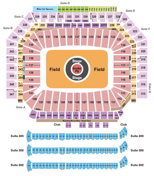 seating chart for Ford Field - Metallica - eventticketscenter.com
