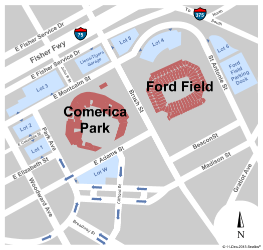 Ford Field Parking Lots Parking Seating Chart